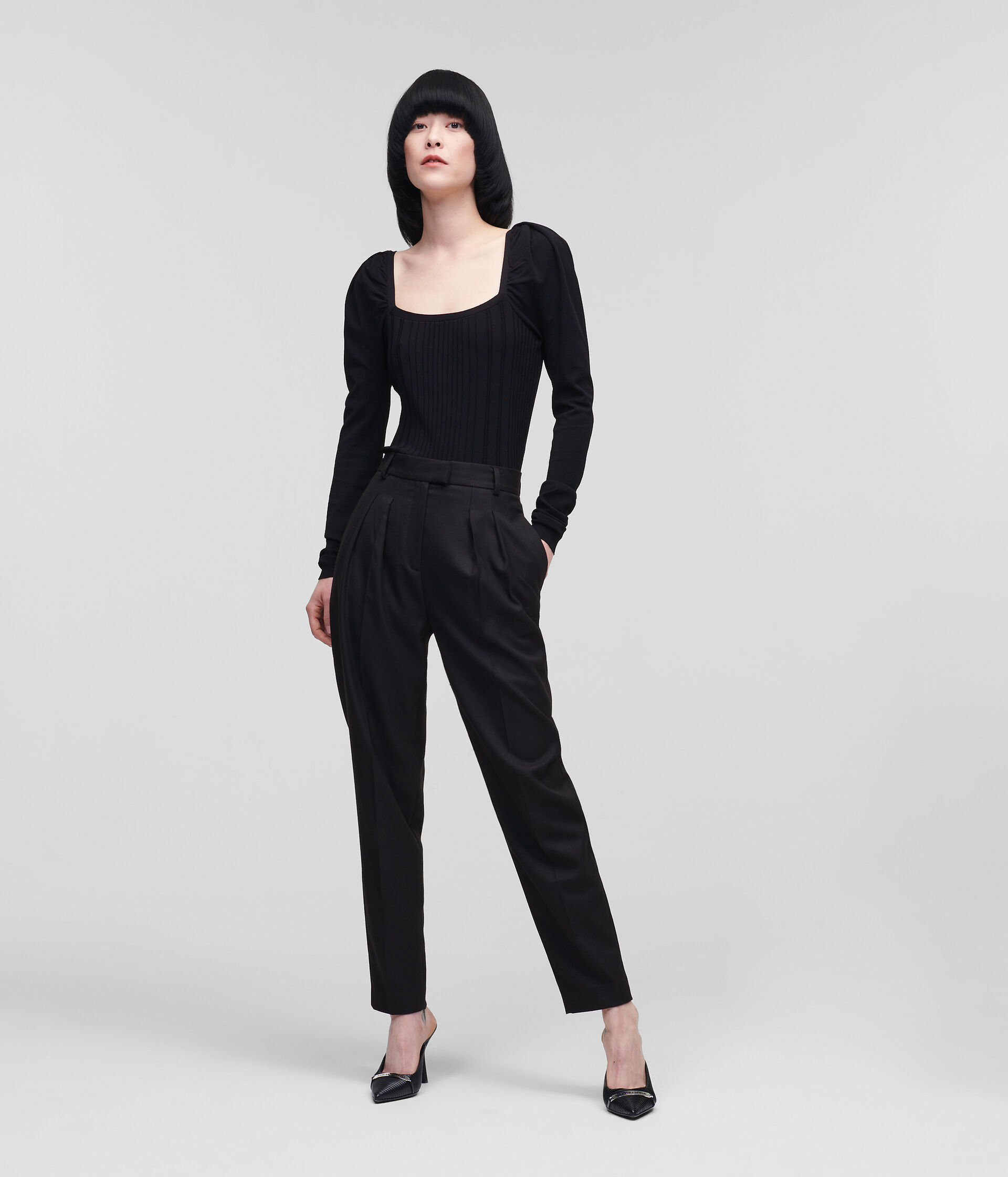 KARL LAGERFELD DOUBLE-PLEAT TAILORED TROUSERS 225W1003