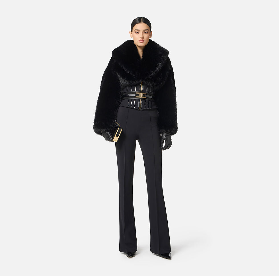Thumbnail: ELISABETTA FRANCHI TROUSERS IN LIGHTWEIGHT CREPE WITH JEWEL CHAIN