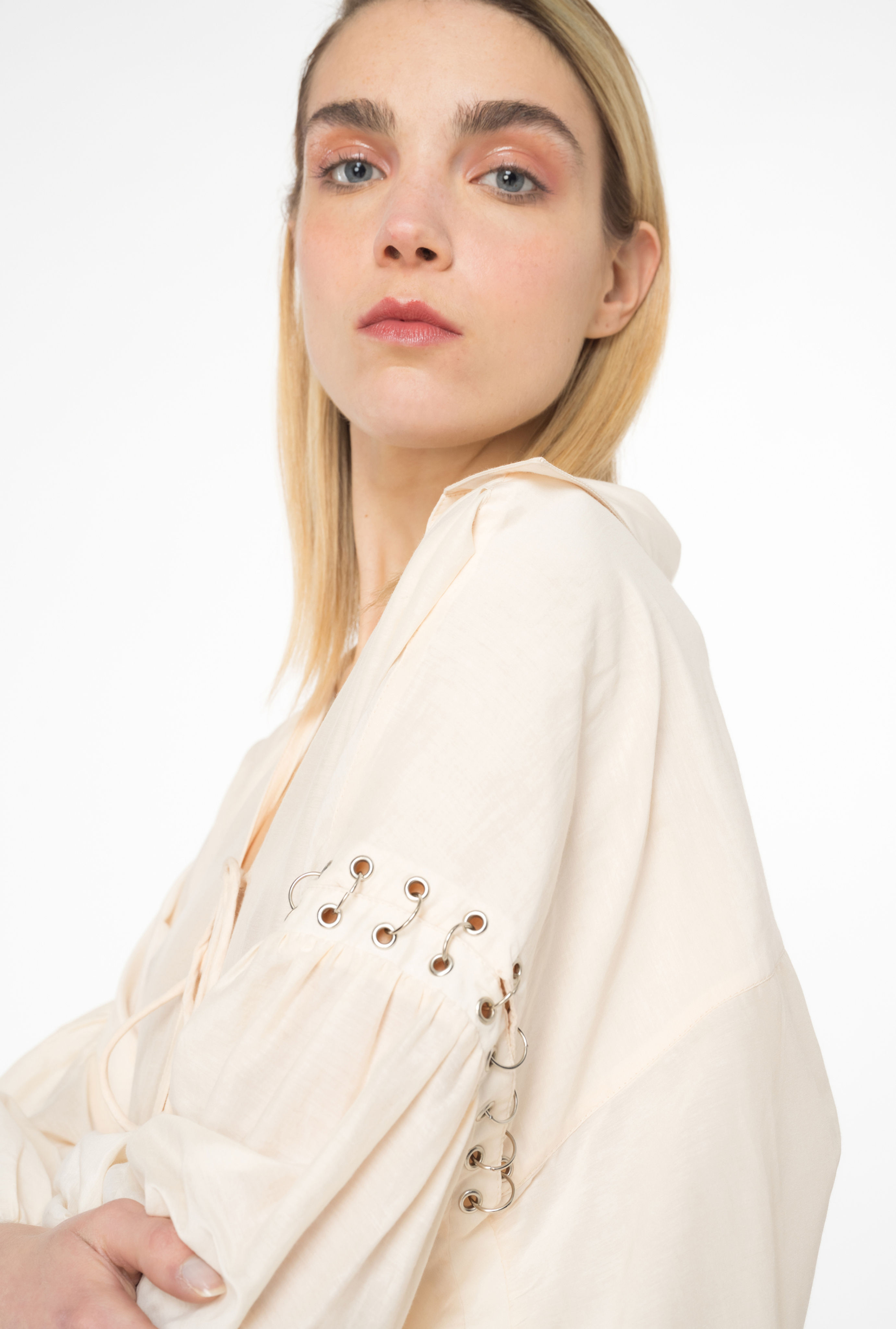 PINKO VOILE BLOUSE WITH PIERCING DETAIL
