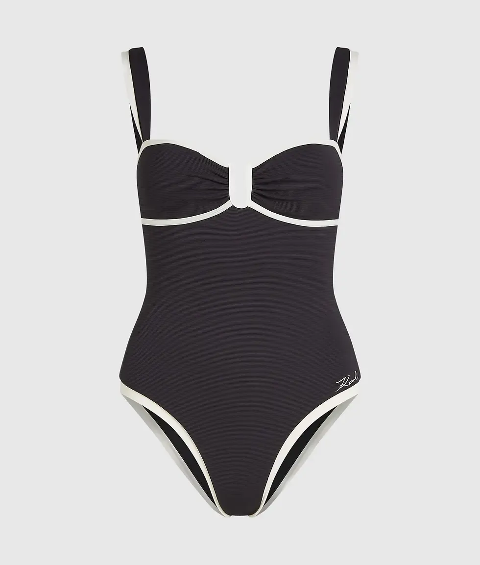 Thumbnail: KARL LAGERFELD SIGNATURE PIPED SWIMSUIT