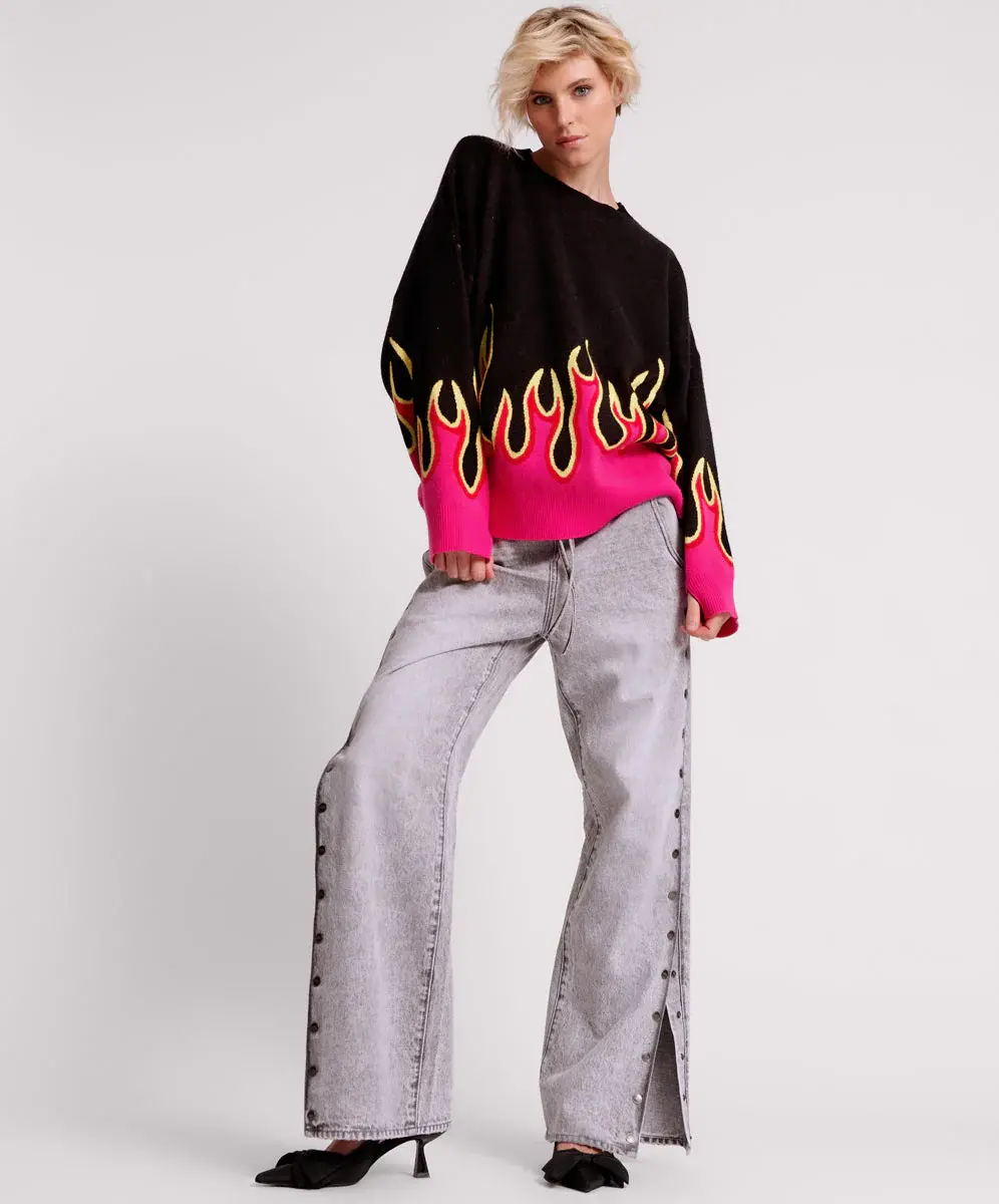 ONE TEASPOON SLATE ACID ROADHOUSE WIDE LEG JEANS