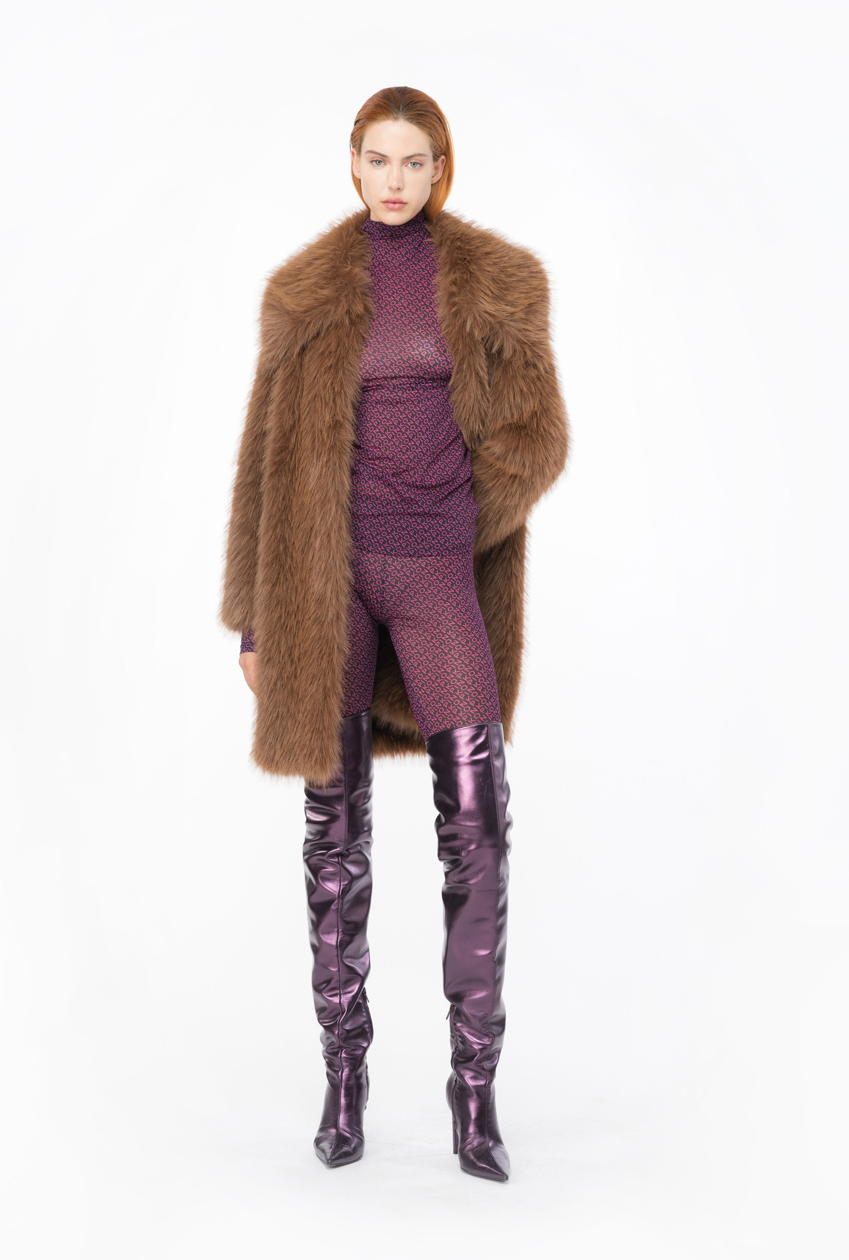 PINKO MOCK-TURTLENECK TOP WITH LOGO PRINT MESH "LAMU"