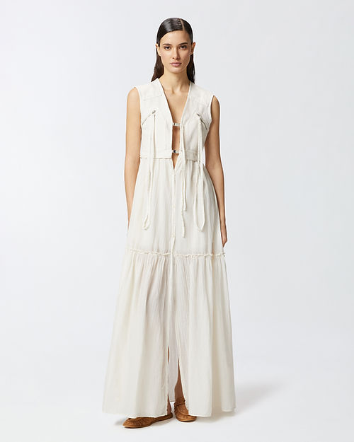 ワンピース Pinko ANDRES LONG COTTON DRESS WITH UTILITY SLEEVELESS VEST PINKO COTTON DRESS WITH SLEEVELESS UTILITY VEST | L'ULTIMA