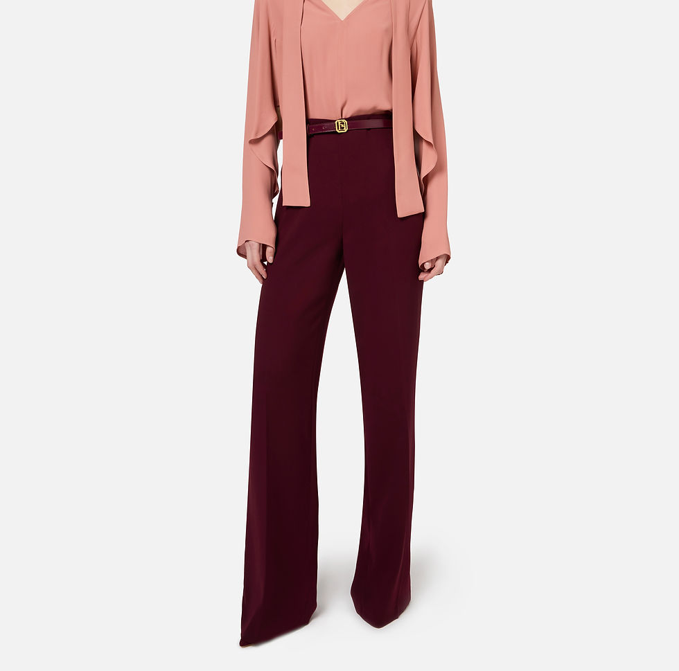Thumbnail: ELISABETTA FRANCHI SATIN PALAZZO TROUSERS WITH BELT