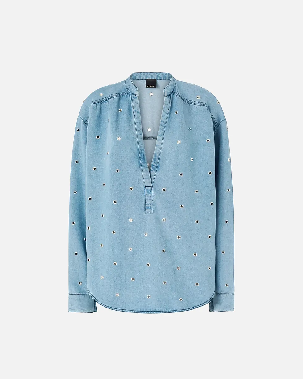 Thumbnail: PINKO DENIM BLOUSE WITH EYELETS