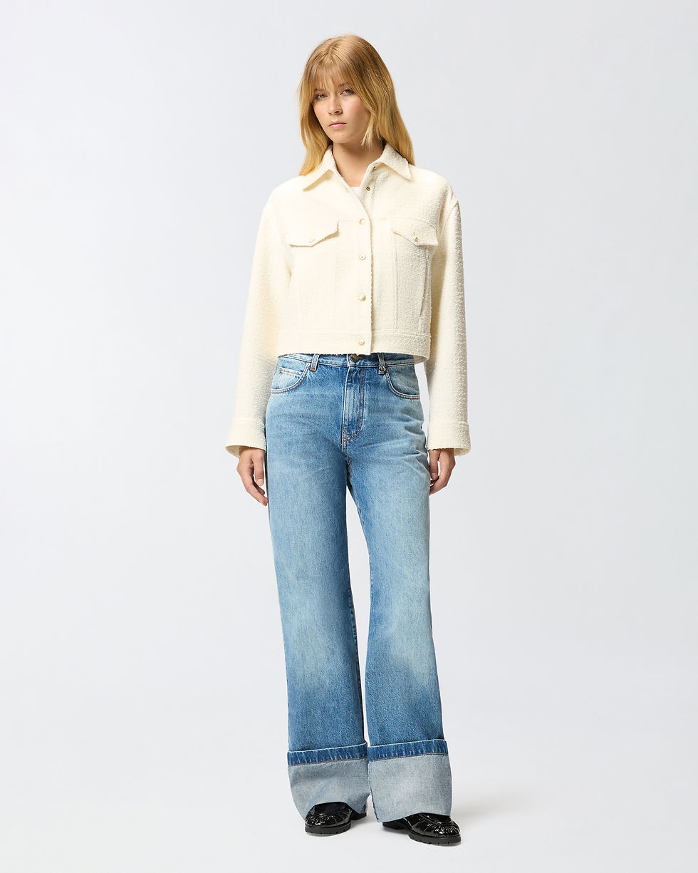 Thumbnail: PINKO COTTON AND WOOL BOUCLE TRUCKER JACKET