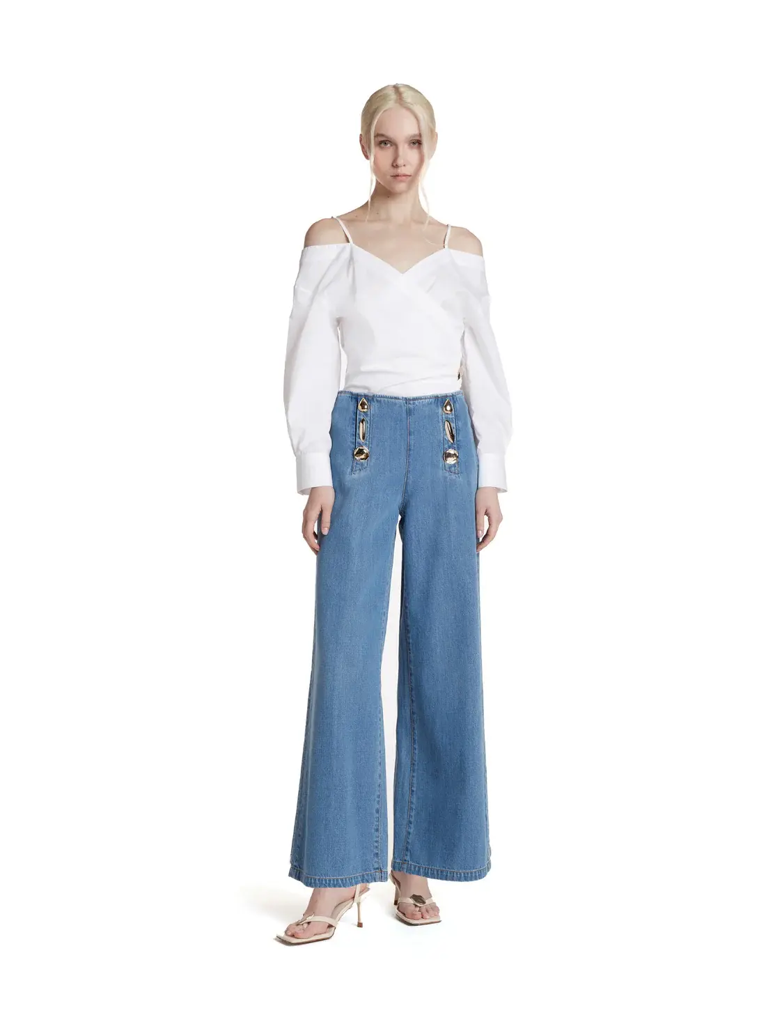 SIMONA CORSELLINI WIDE-LEG JEANS WITH MAXI BUTTONS
