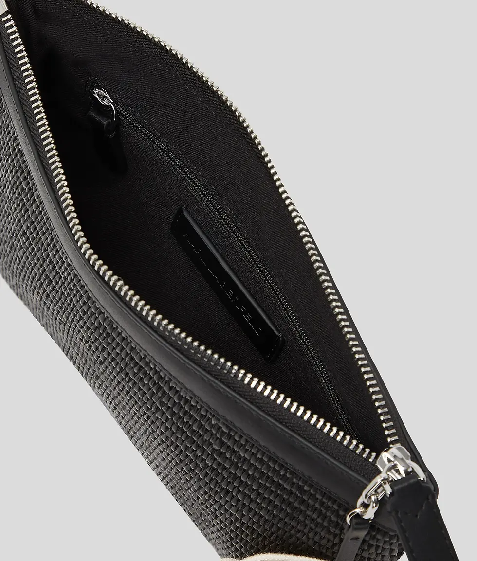 Thumbnail: KARL LAGERFLED K/SIGNATUE FLOWER RAFFIA POUCH