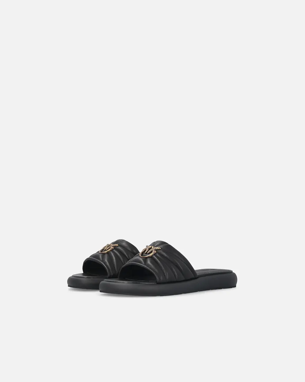 Thumbnail: PINKO PERFORATED NAPPA LEATHER SLIP-ON SANDALS