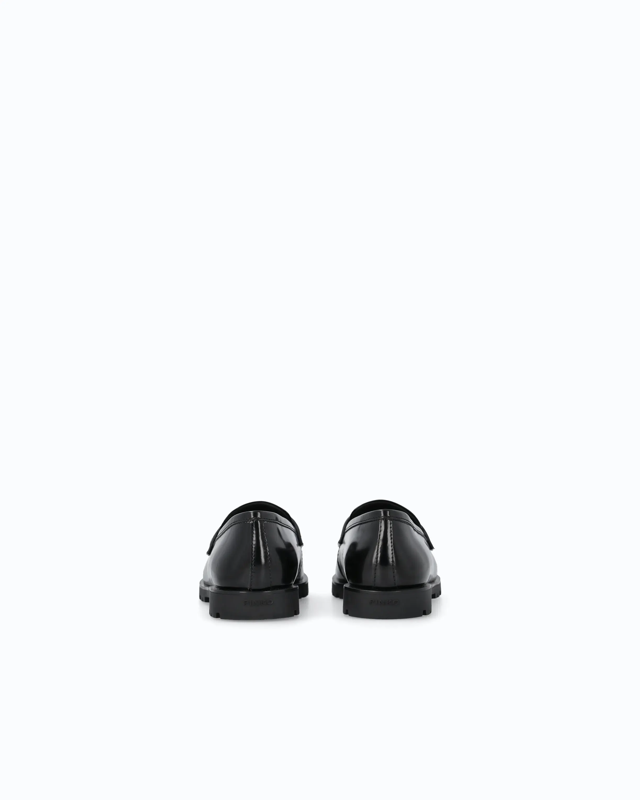 PINKO LEATHER LOAFERS WITH LOGO AND LUG SOLE