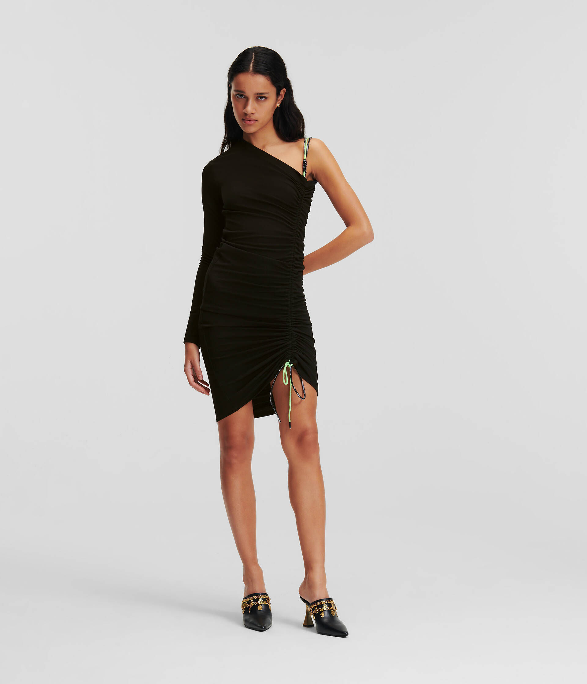 KARL LAGERFELD ONE-SHOULDER JERSEY DRESS