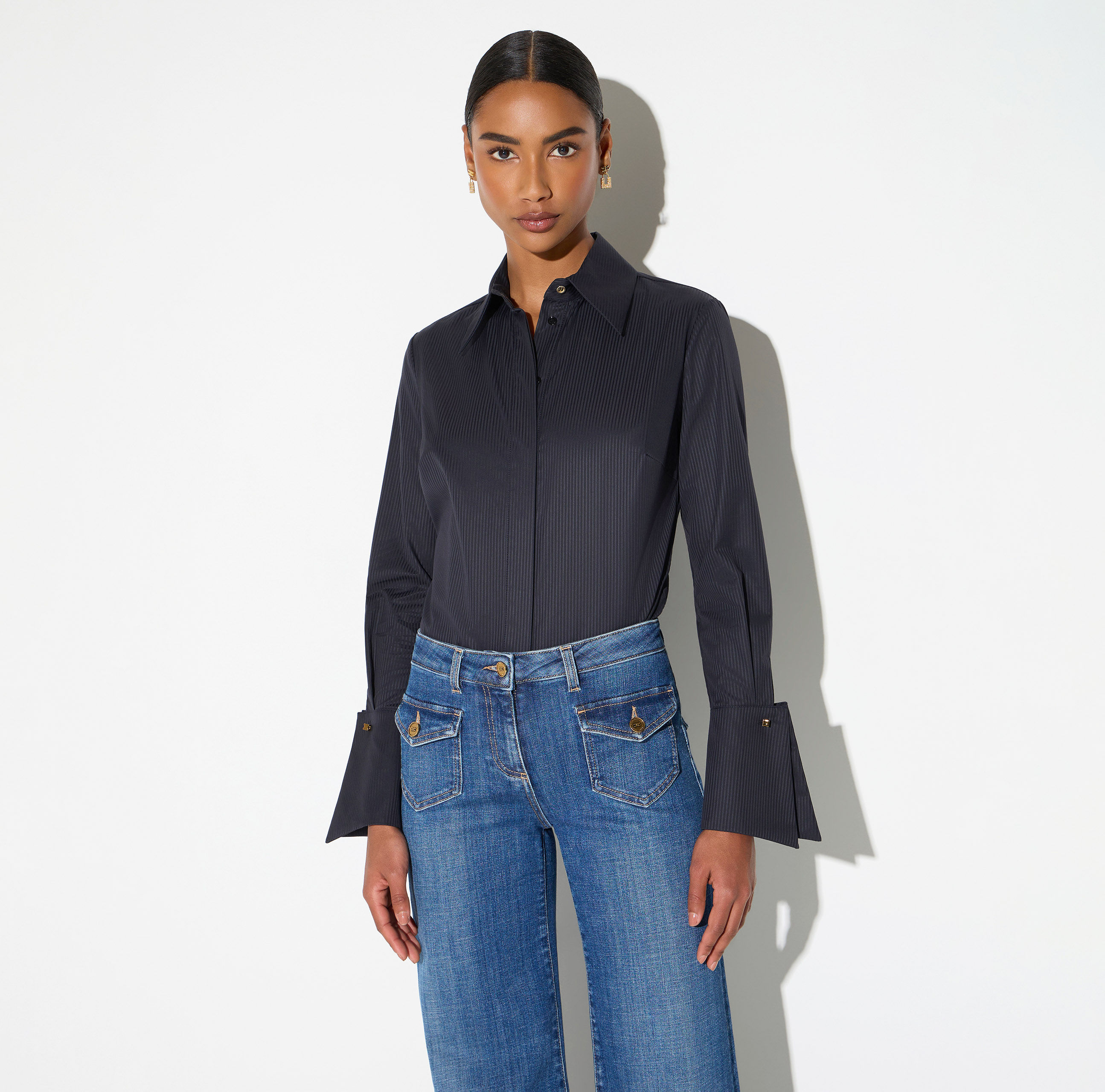 ELISABETTA FRANCHI COTTON STRIPED SHIRT