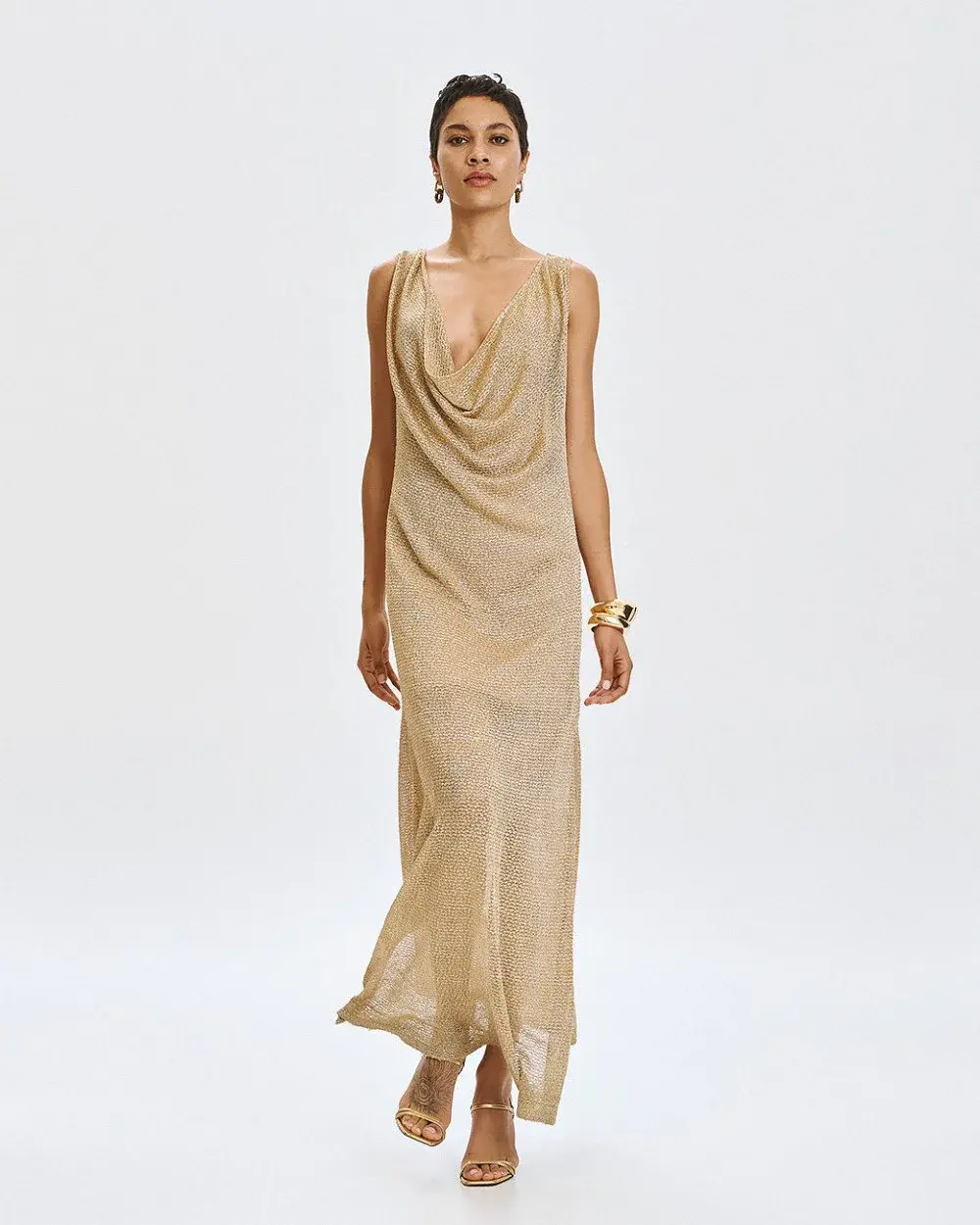 ACCESS KNIT MAXI DRESS WITH LUREX AND SEQUINS