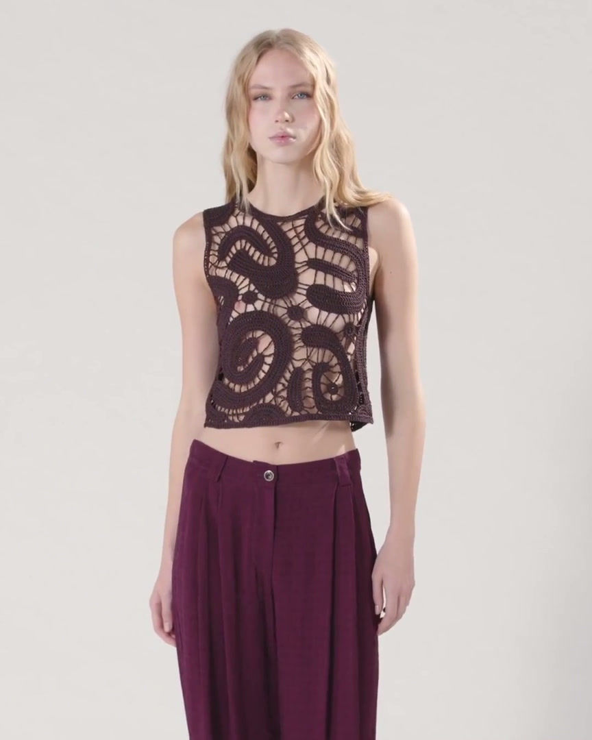 Thumbnail: PINKO GEOMETRIC CROCHETED SLEEVLESS TOP