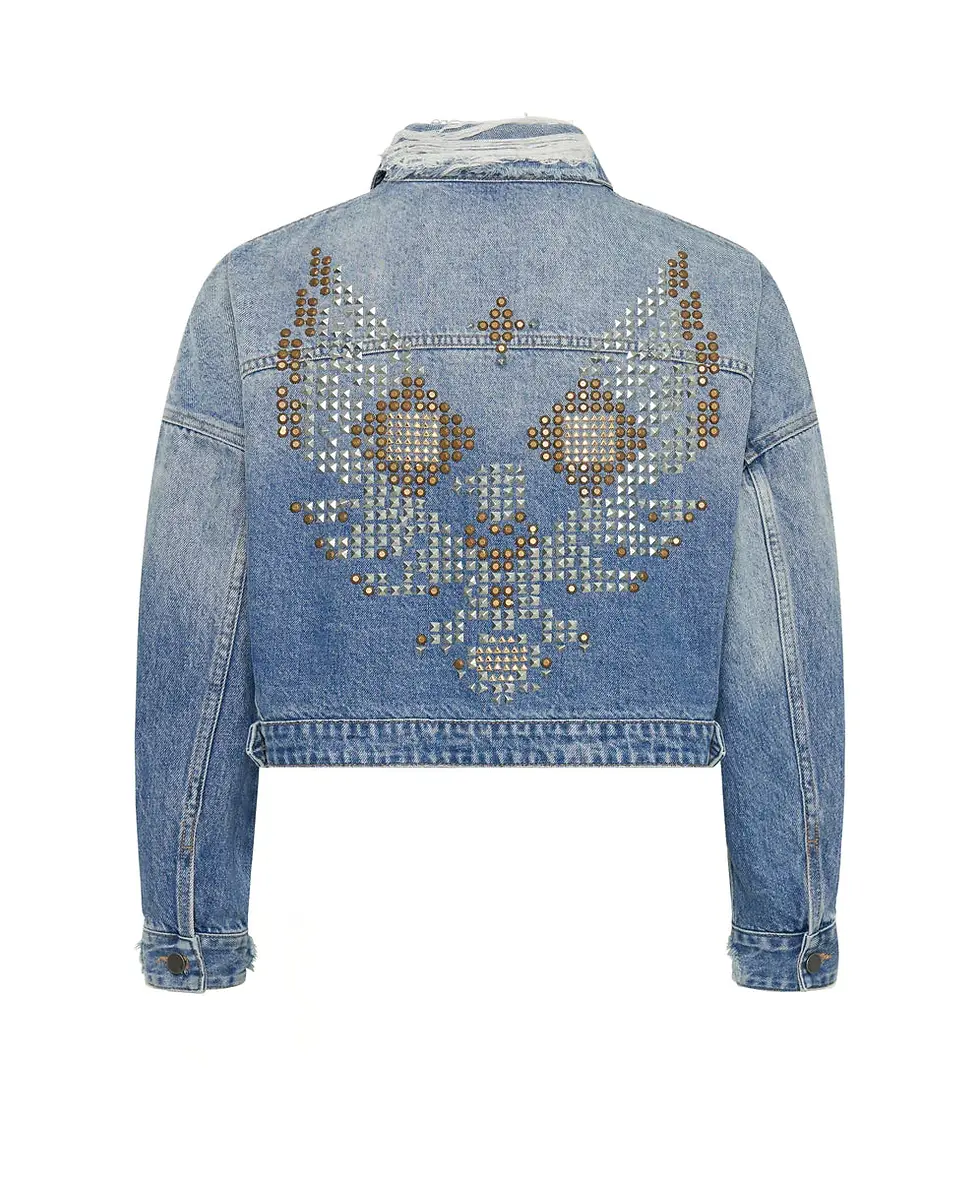 Thumbnail: ONE TEASPOON EAGLE STUDDED CROPPED DENIM JACKET