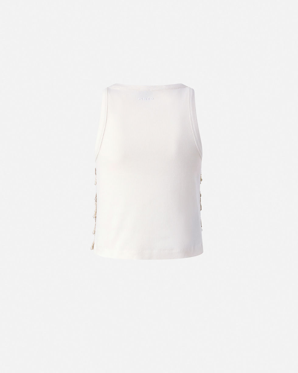 Thumbnail: PINKO TANK TOP WITH RHINESTONES AND JEWEL CHAIN
