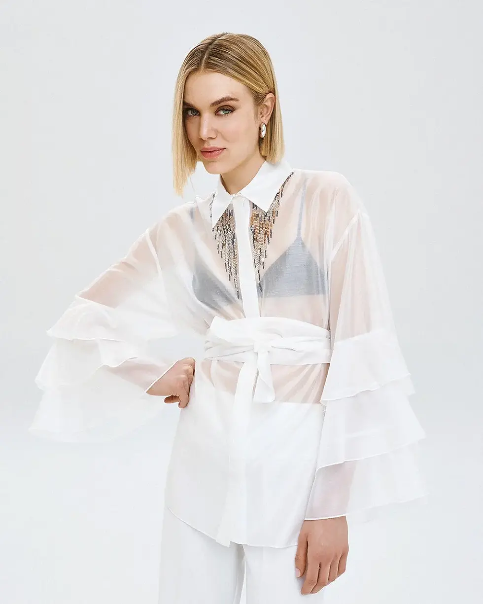 Thumbnail: ACCESS SHIRT WITH SEQUINS AND RUFFLED SLEEVES