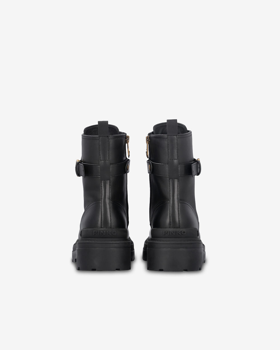 PINKO COMBAT BOOTS WITH DETACHABLE LOGO STRAP