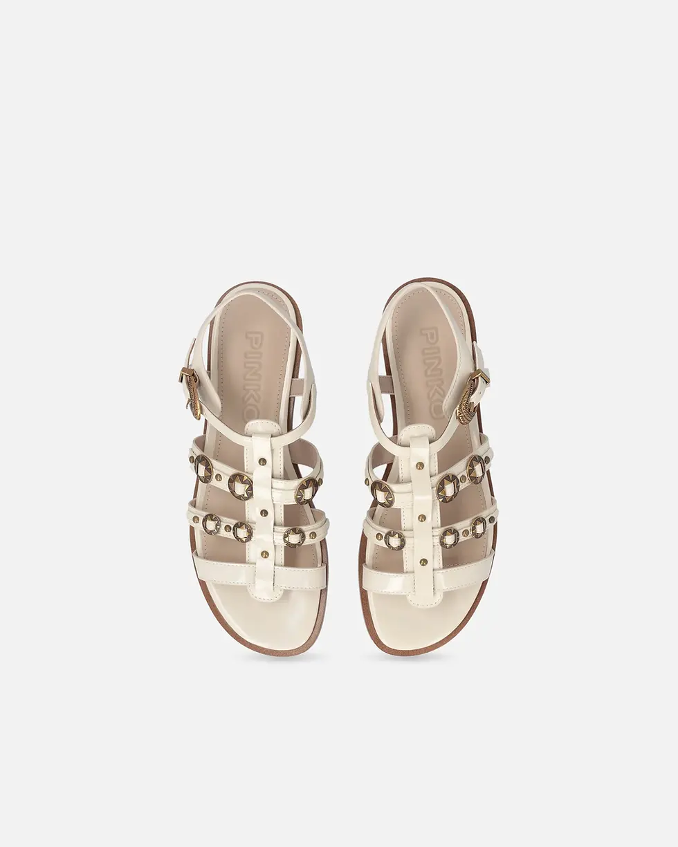Thumbnail: PINKO FLAT SANDALS WITH STRAPS AND STUDS