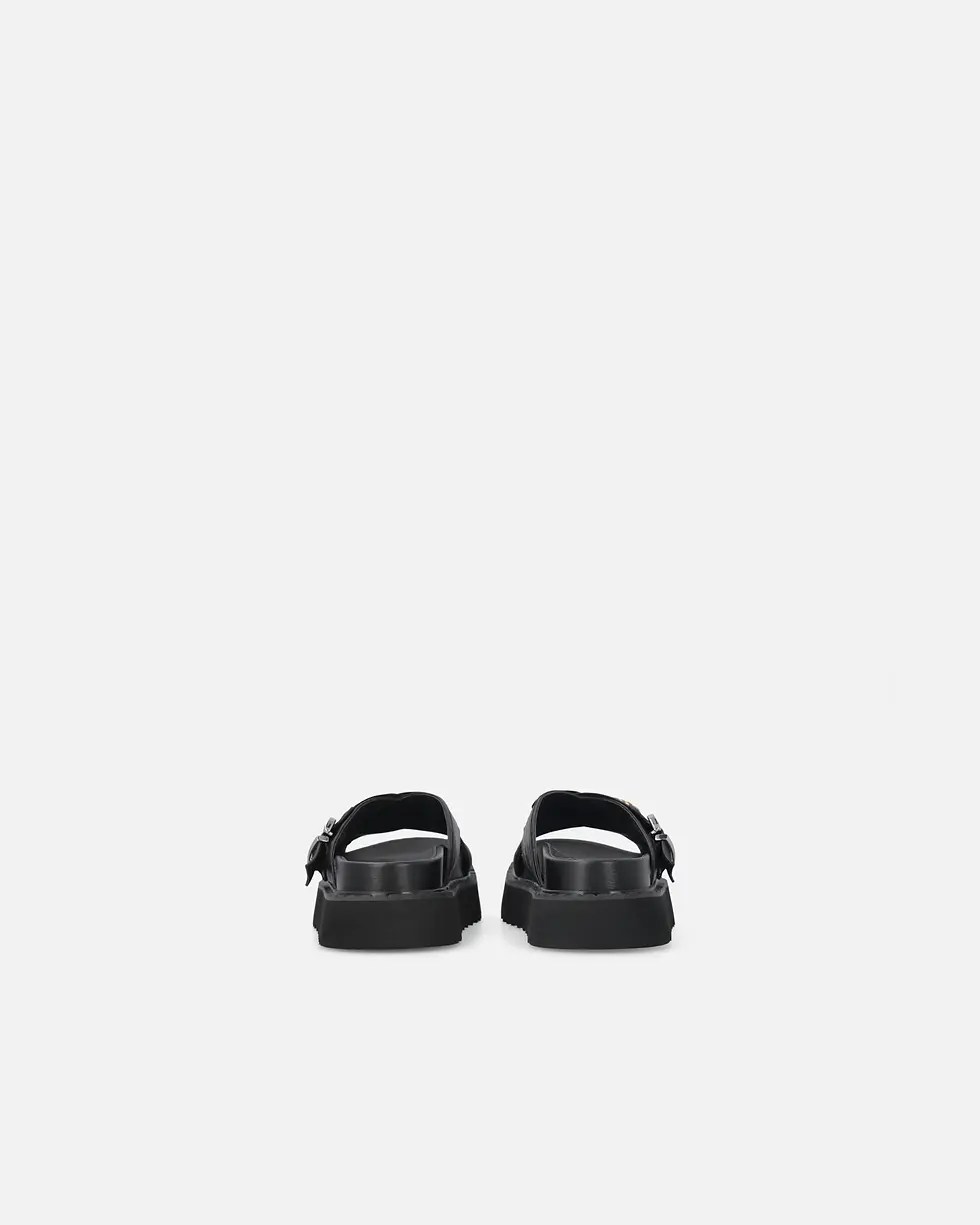 Thumbnail: PINKO WOVEN NAPPA LEATHER SLIP ON SANDALS WITH METALLIC RINGS