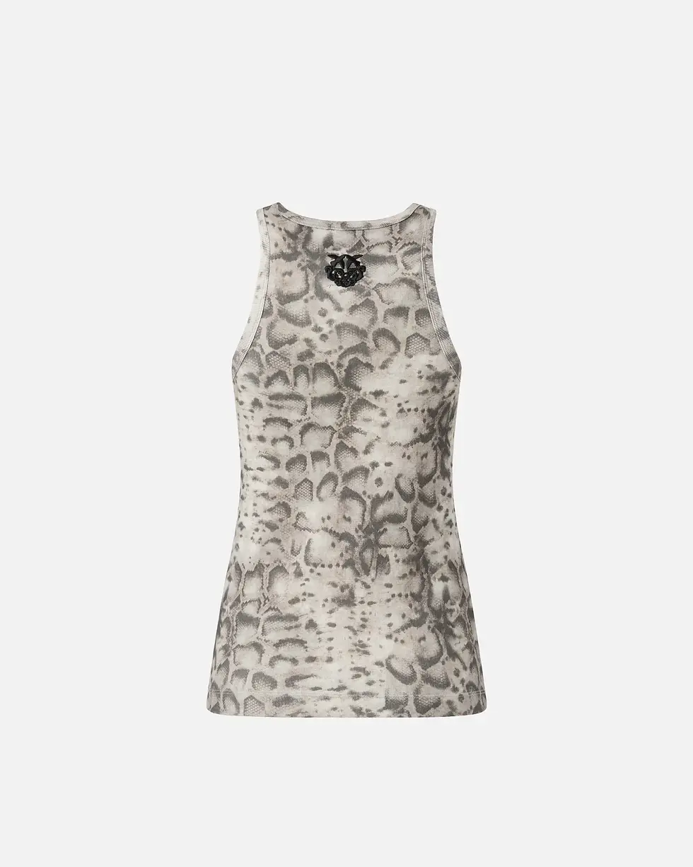 Thumbnail: PINKO RIBBED VEST TOP WITH SNAKE PRINT