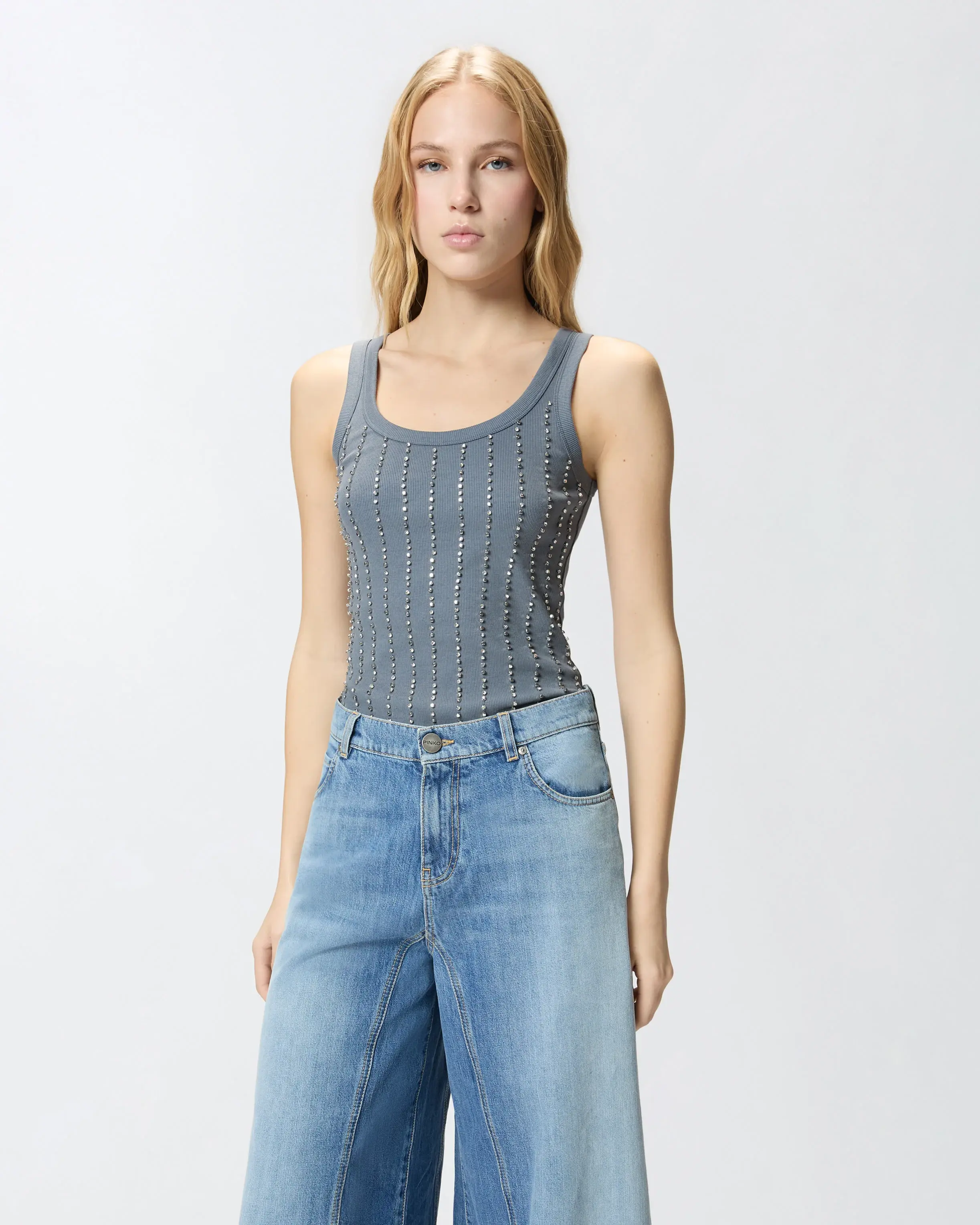 PINKO VEST TOP WITH JEWEL DETAIL