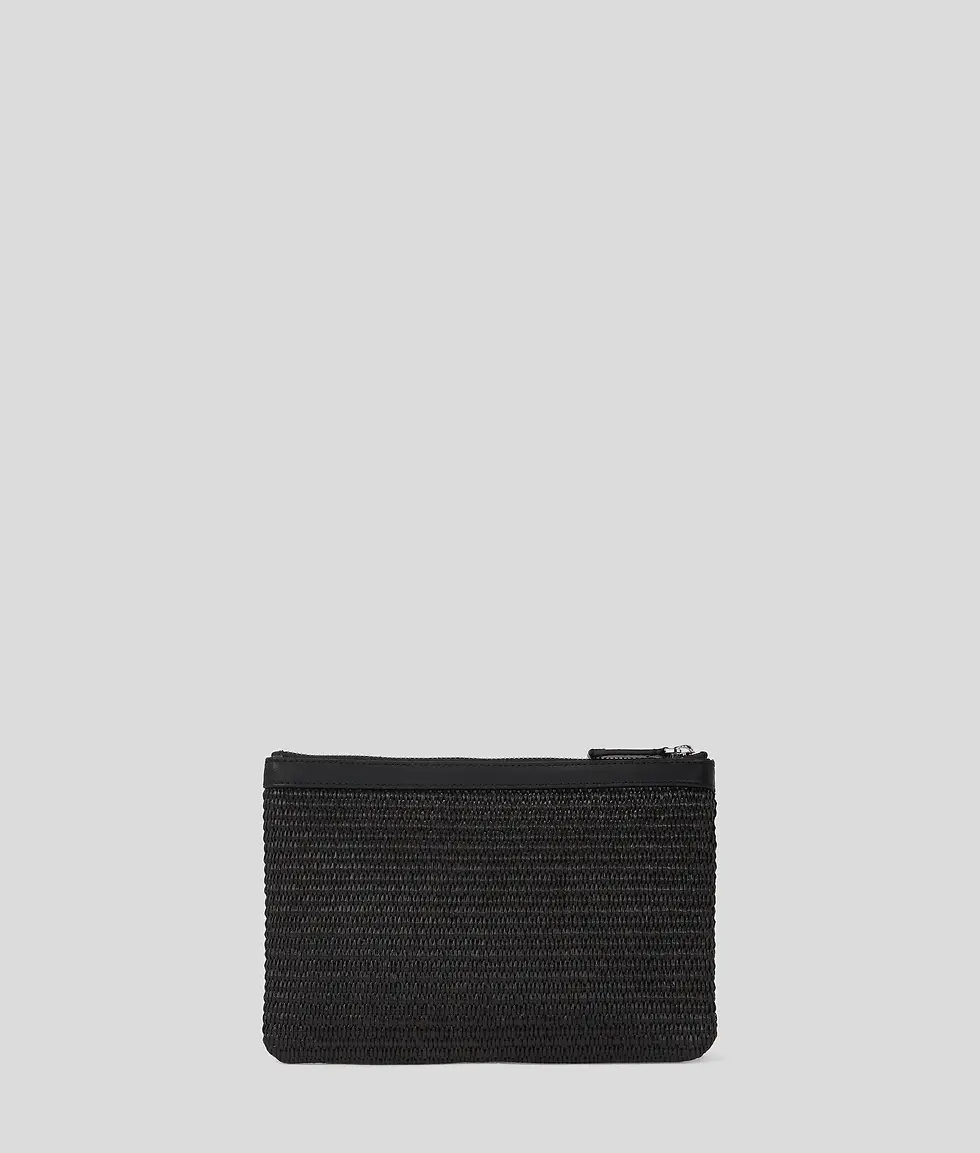 Thumbnail: KARL LAGERFLED K/SIGNATUE FLOWER RAFFIA POUCH