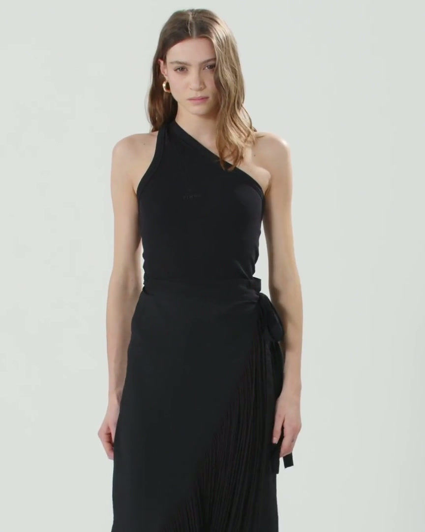 Thumbnail: PINKO RIB-KNIT TANK TOP WITH V-NECK AND LOGO