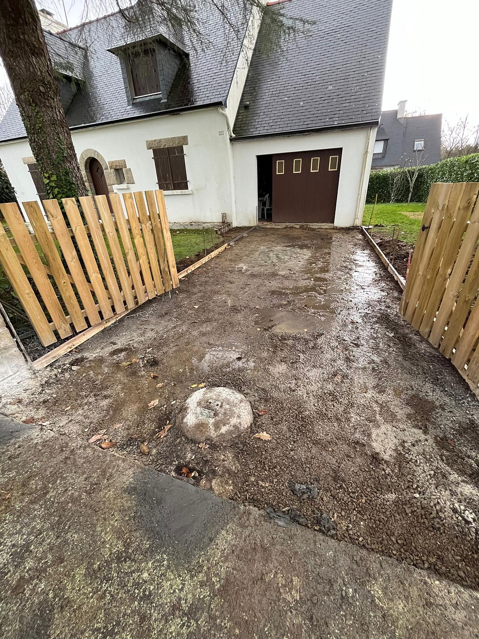 Zone décaissée pour pose du béton désactivé