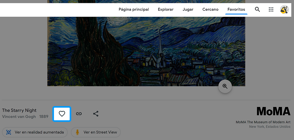 Haciendo clic sobre el icono del corazón, se guarda el recurso en "Favoritos".