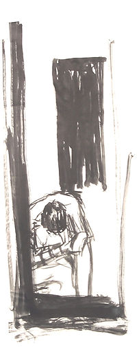 Zeichnung, Frau, Tusche auf Papier