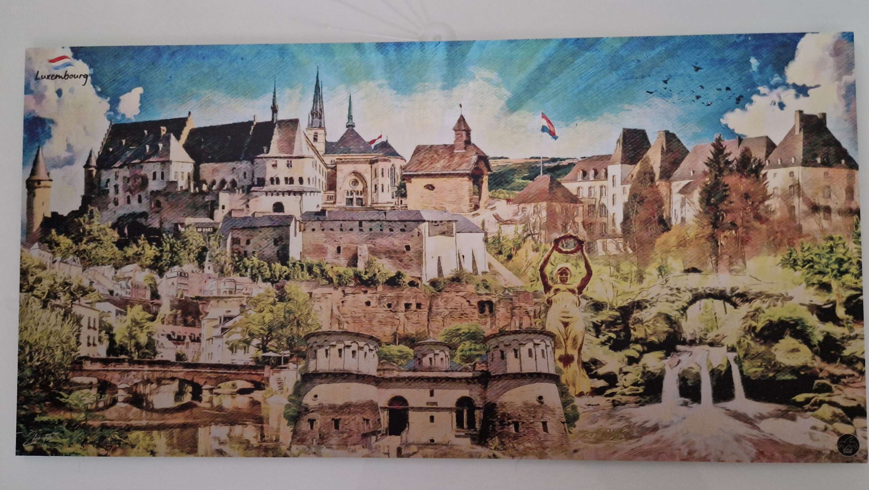 Luxemburger Wahrzeichen auf Aludruck 60x30cm