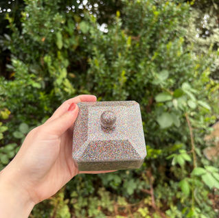 Handmade small resin trinket jar for desk or vanity