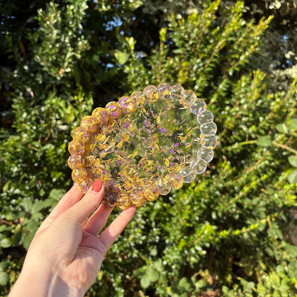 Artistic floral resin soap dishes with natural pressed leaves