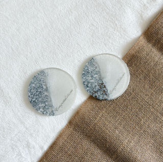 Silver leaf resin coaster with congratulations accent