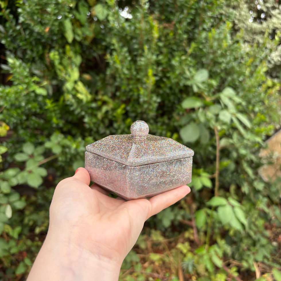 Handmade square black glitter resin trinket pot