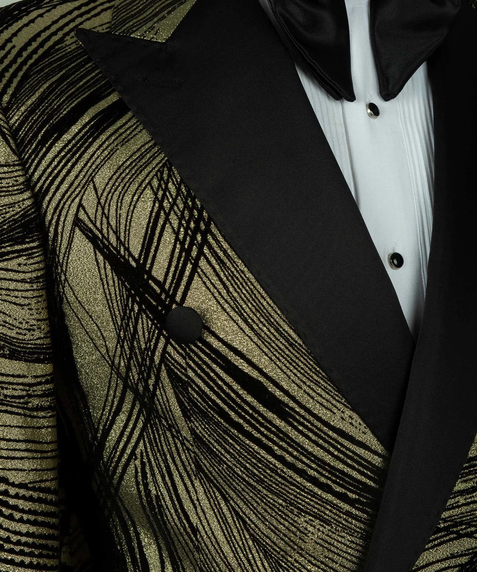 Thumbnail: GOLD PATTERNED VELVET DOUBLE BREASTED