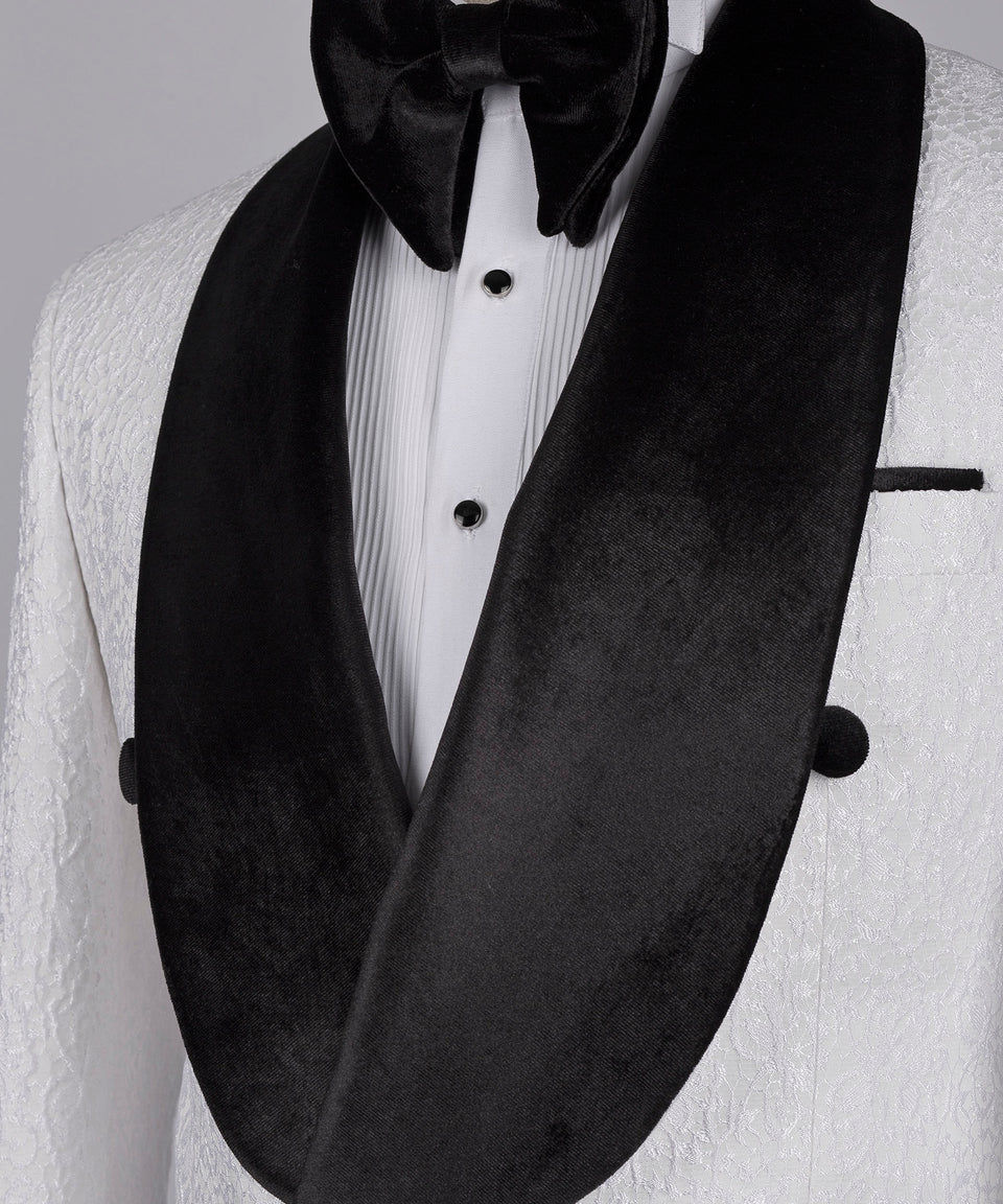 Thumbnail: BLACK VELVET COLLAR WHITE PATTERNED TUXEDO