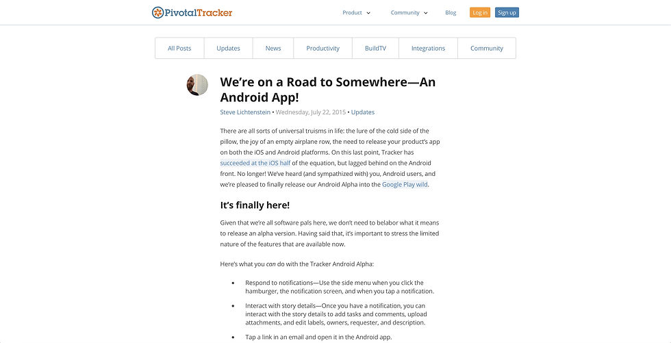 Pivotal Tracker blog post
