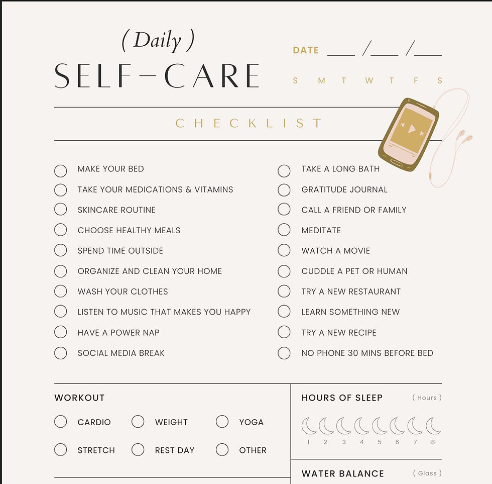 Image of Daily Self Care Checklist