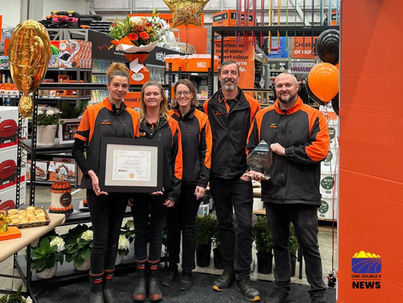 Some of the Mitre 10 Whakatāne team with their Garden Centre of the Year award.