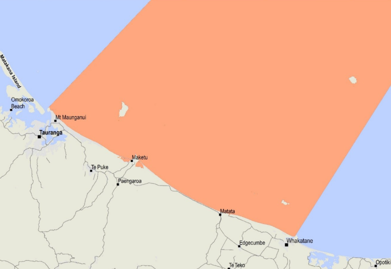 Map of affected area. Photo: Ministry For Primary Industries