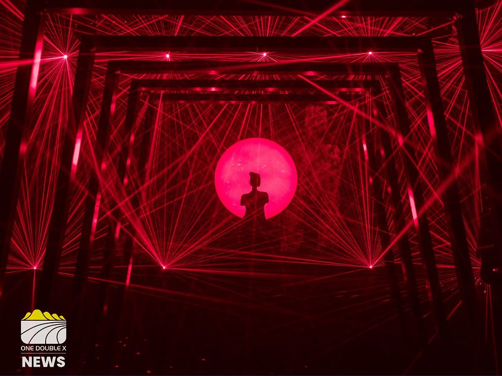 A red laser light exhibition