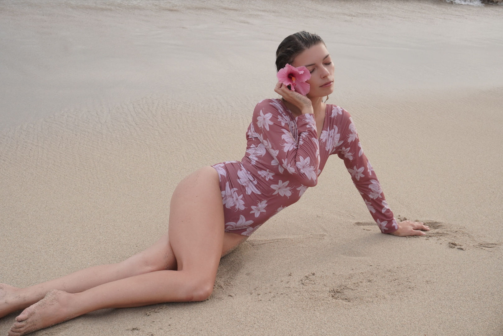 Tropicious " Piddly Long sleeve One piece in Cinnamon Lilly