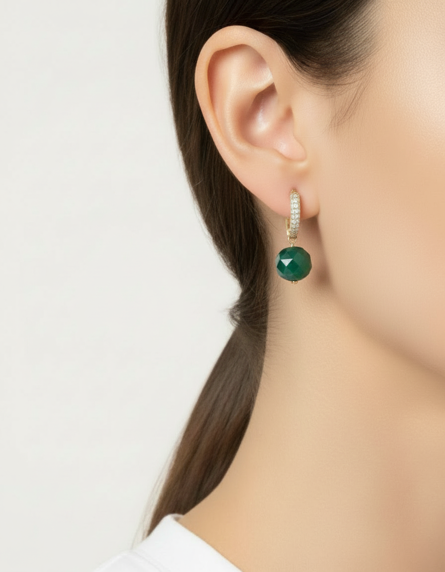 Miniatura: CHARM AGATA VERDE SFACCETTATA