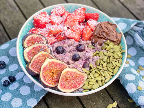 BLAUWE BESSEN HAVERMOUT MET VIJGEN