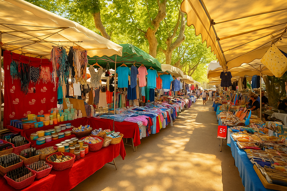 Sous les platanes de Provence, le marché s’anime de couleurs, de senteurs et de sourires. Une immersion authentique dans l’art de vivre du Sud.