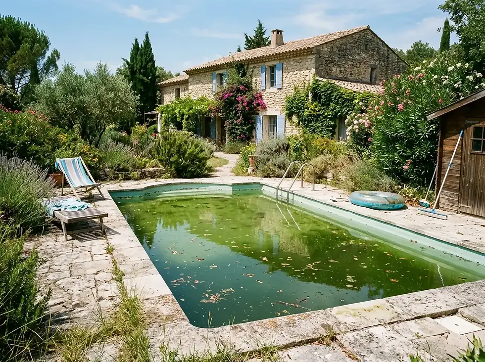 provence villa with green water