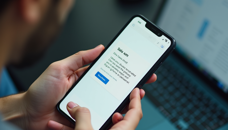 Close-up view of a smartphone displaying a personalized email message