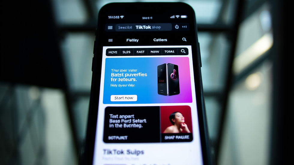 !Eye-level view of a smartphone showing a TikTok Shop product page